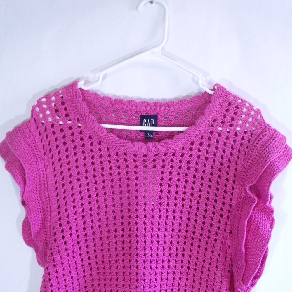GAP Pink Knit Ruffle Top - Picture 2 of 5